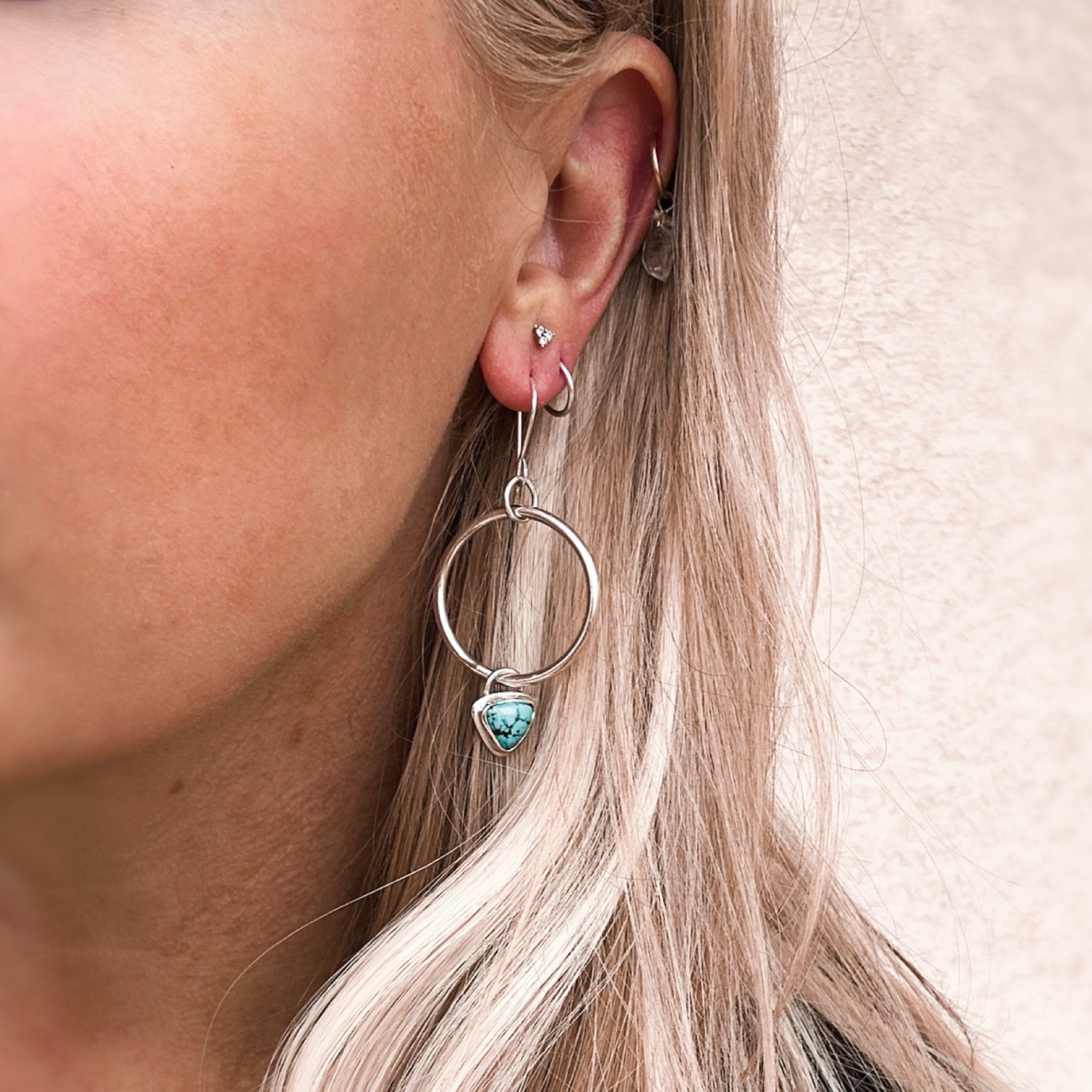 Turquoise Dangle Hoops