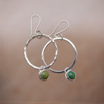 Load image into Gallery viewer, Turquoise Dangle Hoops (round)
