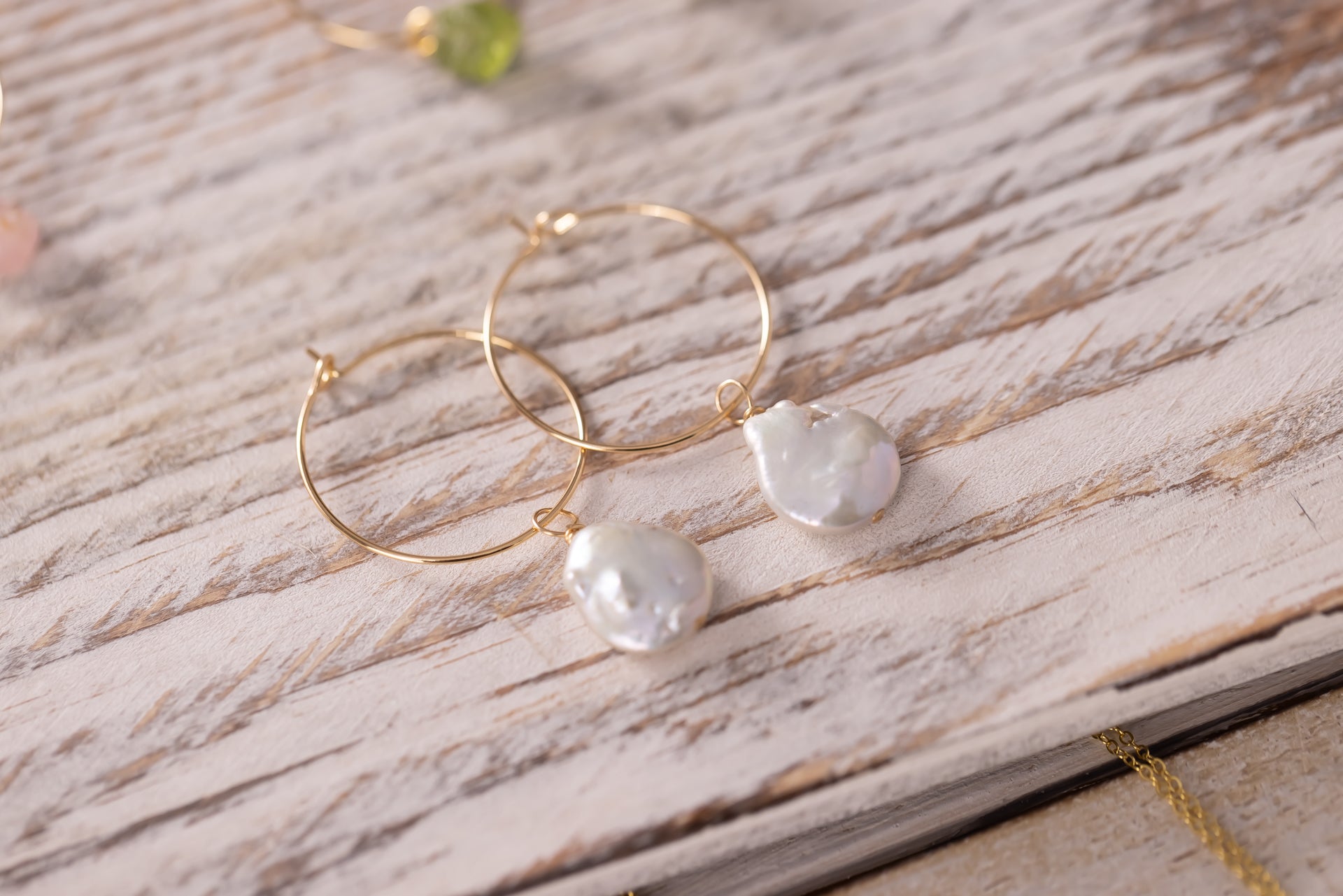 Freshwater Coin Pearl Hoops
