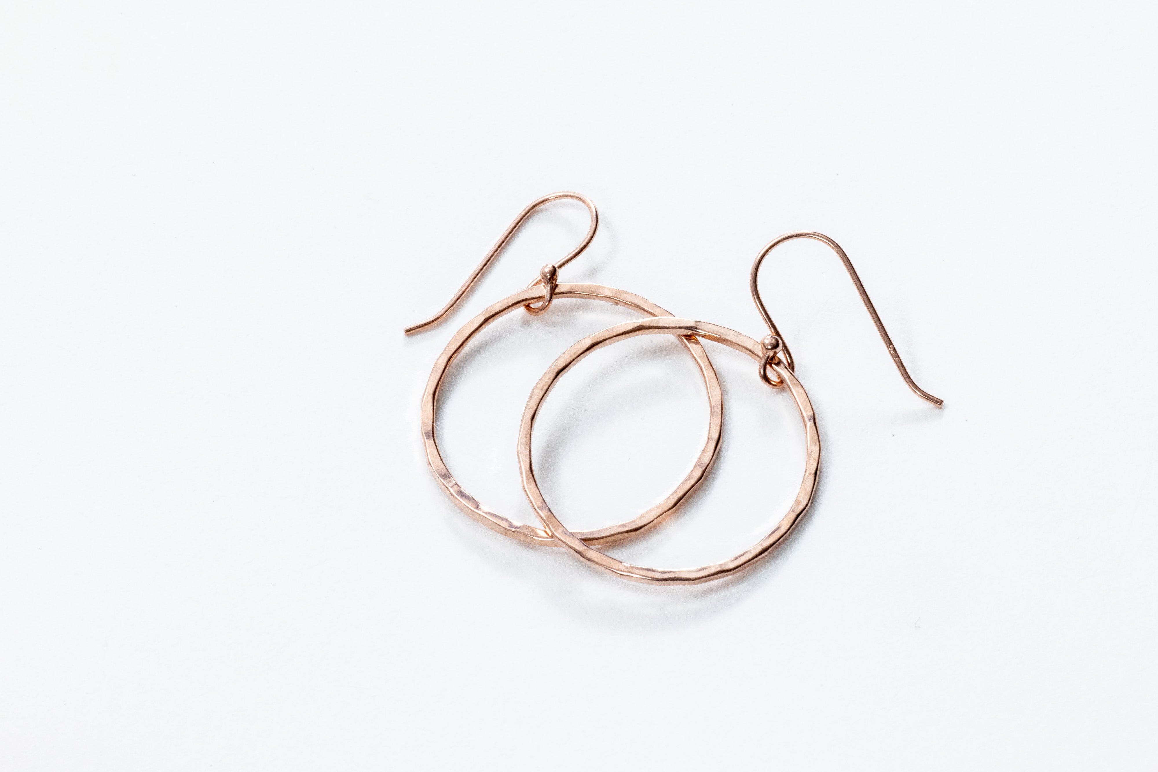 Vermeil Rose Gold Hammered New Moon dangles