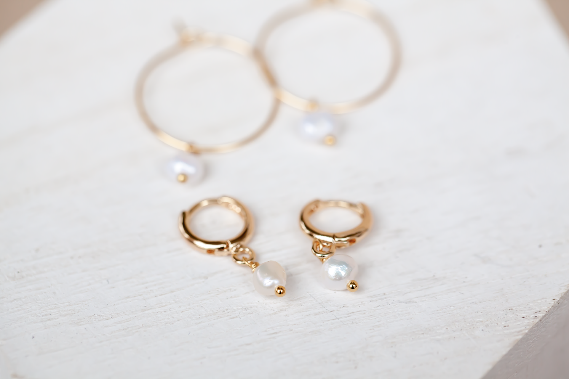 Precious Pearl Hoops + Huggies