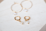 Load image into Gallery viewer, Precious Pearl Hoops + Huggies
