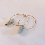 Load image into Gallery viewer, Labradorite + Gold Hoops
